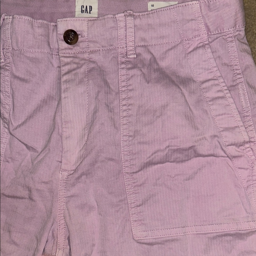 Pastel Pink Pale Lilac Lavender Purple Straight High Rise Khaki Pants - Picture 4 of 14